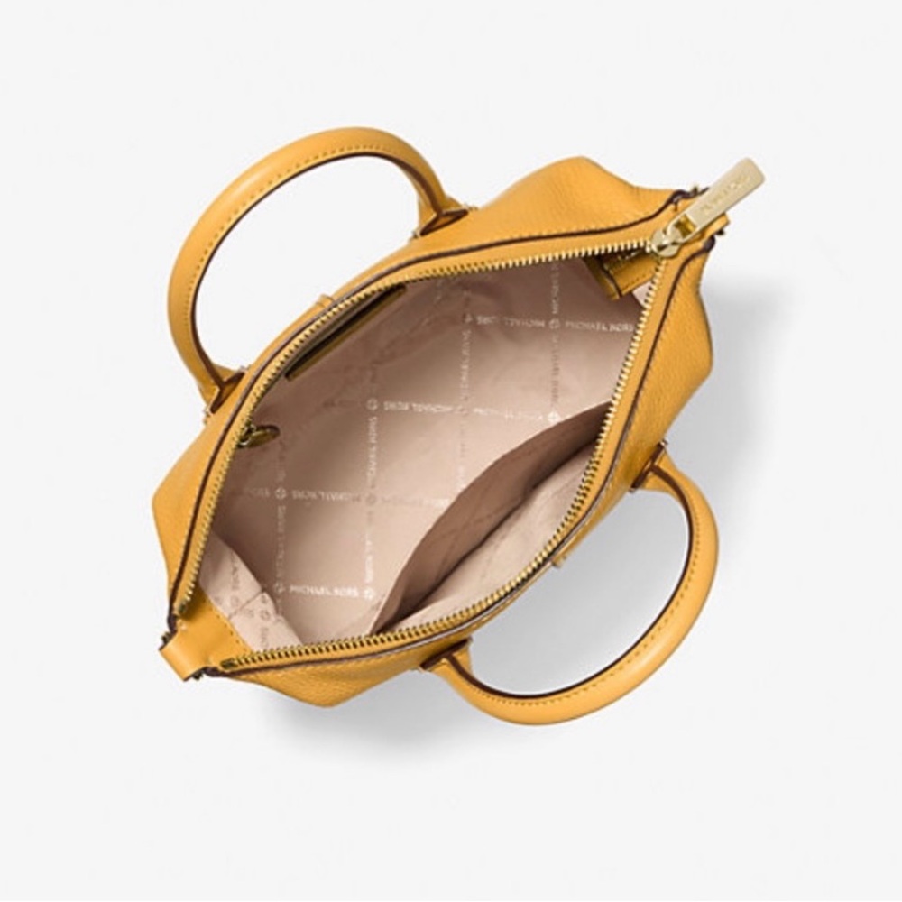MICHAEL KORS Hyde Small Pebbled Leather Satchel Crossbody NWT Golden Rod - Picture 6 of 8